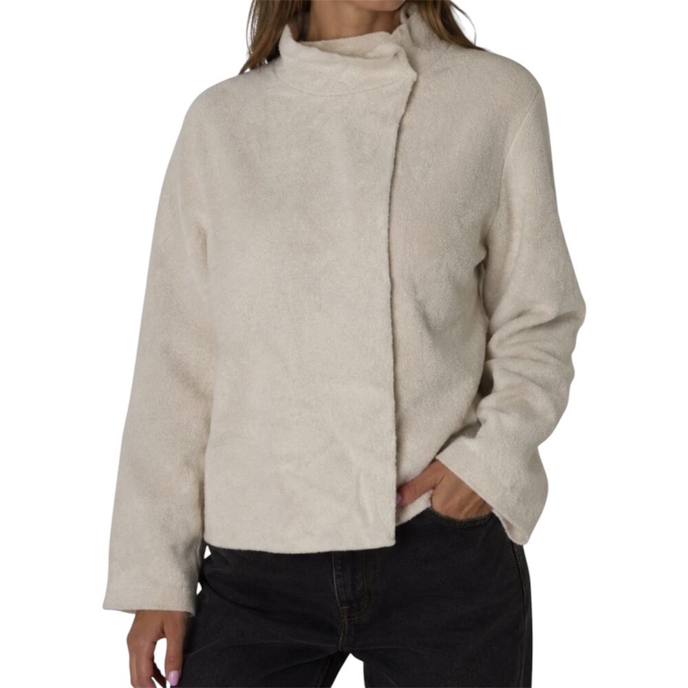 Vintage Herman Geist Cardigan 100% Wool Mockneck Asymmetric Sweater Cream Large